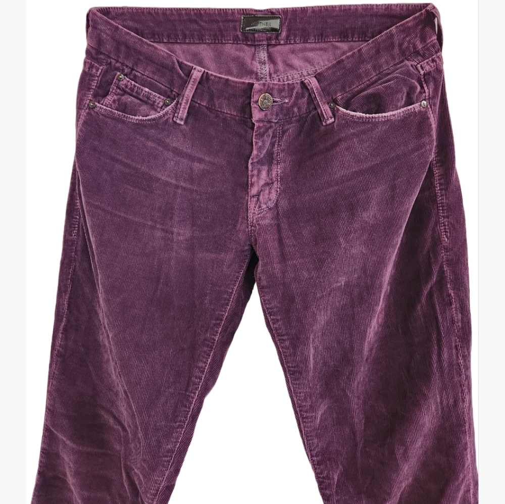 MOTHER Skinny Corduroy Pants in Plum - Picture 10 of 15